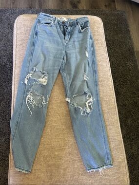 Hollister Light Blue Distressed Mom Jeans